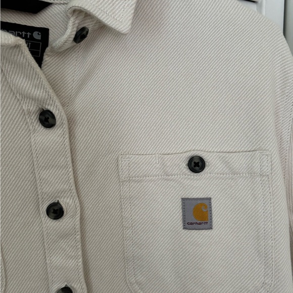Carhartt Women’s Twill Button Shacket Stone Washed Khaki  Size XL - Picture 3 of 6